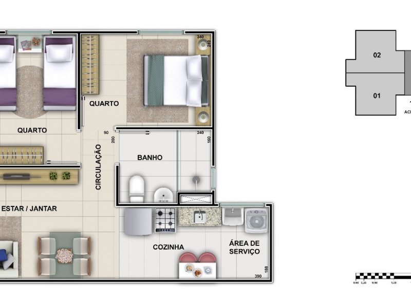 Apartamento à venda Tribobó com 48m² e 2 quartos por R$ 144.900 - 590456597-planta-umanizada.jpg