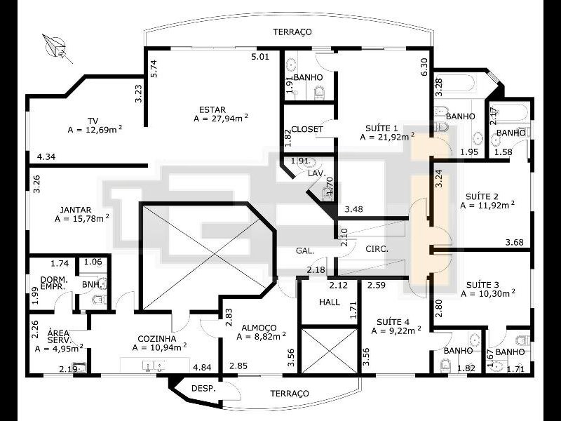 Apartamento à venda Planalto Paulista com 247m² e 4 quartos por R$ 4.000.000 - 501907326-planta.jpg