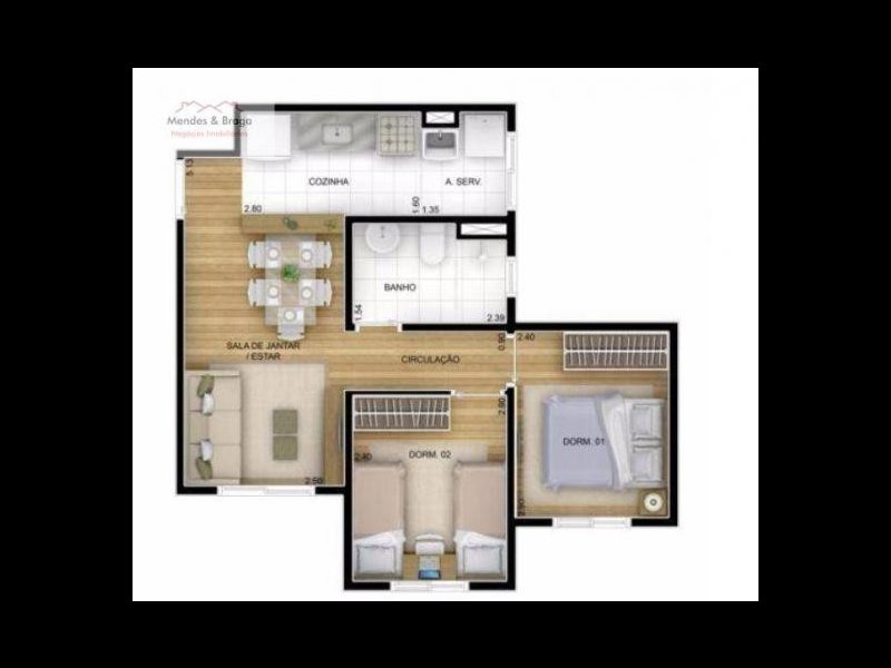 Apartamento à venda Jardim Gracinda com 44m² e 2 quartos por R$ 240.000 - 615901561-planta.jpg