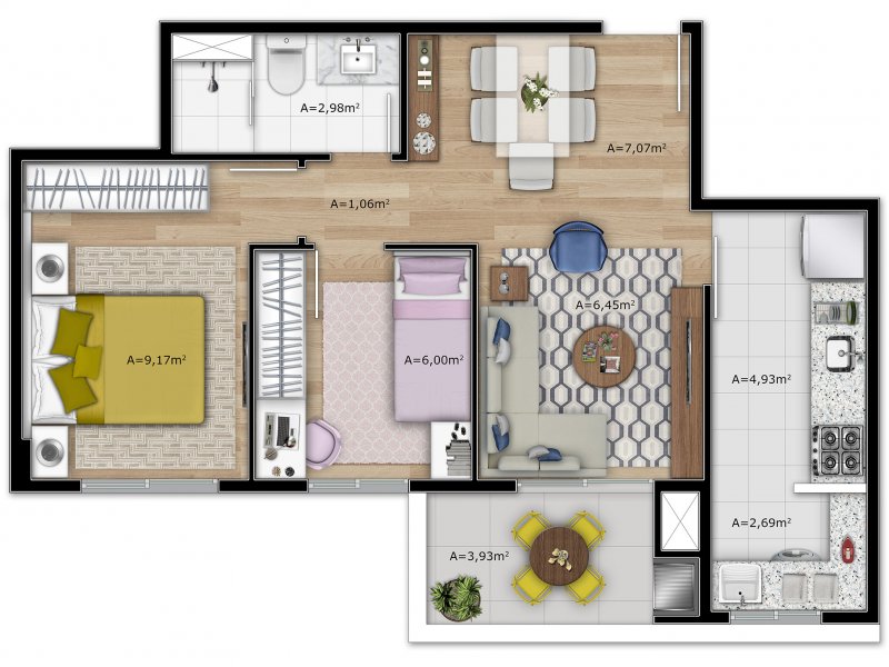Apartamento à venda Cidade Industrial de Curitiba com 51m² e 2 quartos por R$ 235.000 - 215456379-plantaaaa.jpg