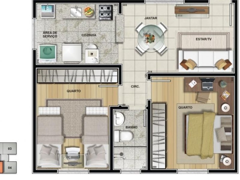 Apartamento à venda Vila Prosperidade com 47m² e 2 quartos por R$ 13.000.000 - 674833173-apartamento-planta-2-quartos-2-parque-tamoios-taubate-1.jpg