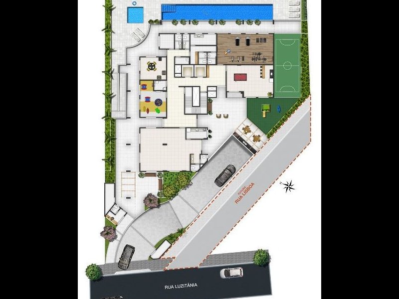 Apartamento à venda Vila Lusitânia com 55m² e 2 quartos por R$ 300.000 - 1920848023-implantacao-patio-lusitania.JPG