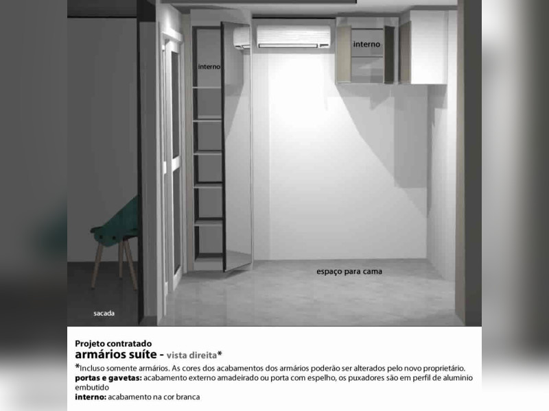 Studio à venda Jardim das Acácias com 22m² e 1 quarto por R$ 350.000 - vista-direita-armarios-abertos.jpg