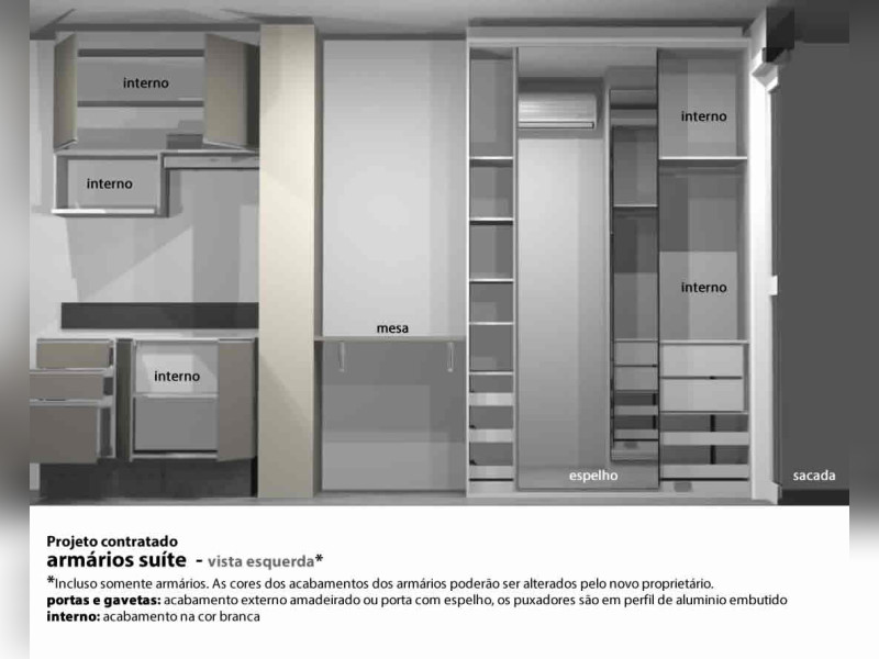 Studio à venda Jardim das Acácias com 22m² e 1 quarto por R$ 350.000 - vista-esquerda-armarios-abertos.jpg
