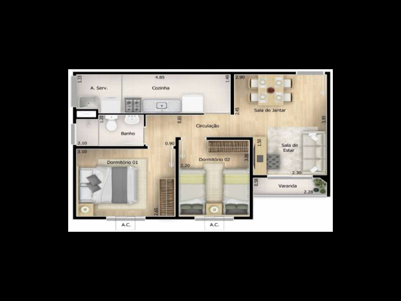 Apartamento à venda Taquara com 45m² e 2 quartos por R$ 249.273 - 957660712-15.PNG