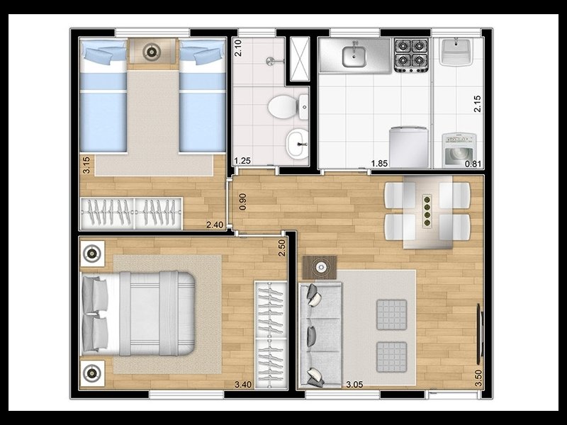 Apartamento à venda Vila São Paulo com 64m² e 2 quartos por R$ 550.000 - 1803905943-planta.jpg