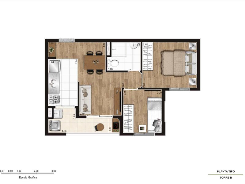 Apartamento à venda Centro com 44m² e 2 quartos por R$ 210.000 - 582704656-planta-2.jpg