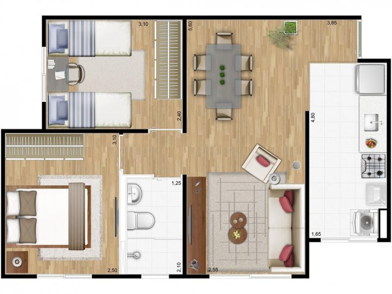 Apartamento à venda Vila Diva (Nova Veneza) com 51m² e 2 quartos por R$ 170.000 - 872329867-planta-do-apto-sumare.jpg