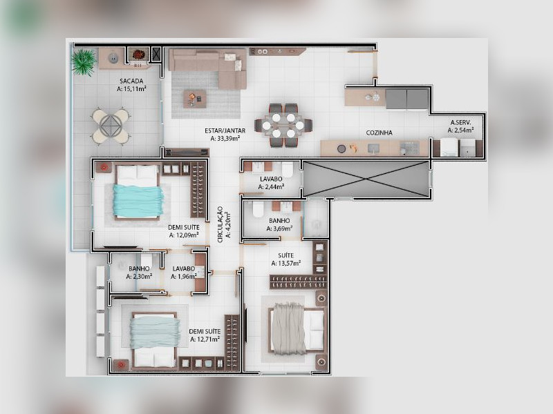 Apartamento à venda Ingleses Norte com 141m² e 3 quartos por R$ 750.000 - gaivotas-garden-6.JPG