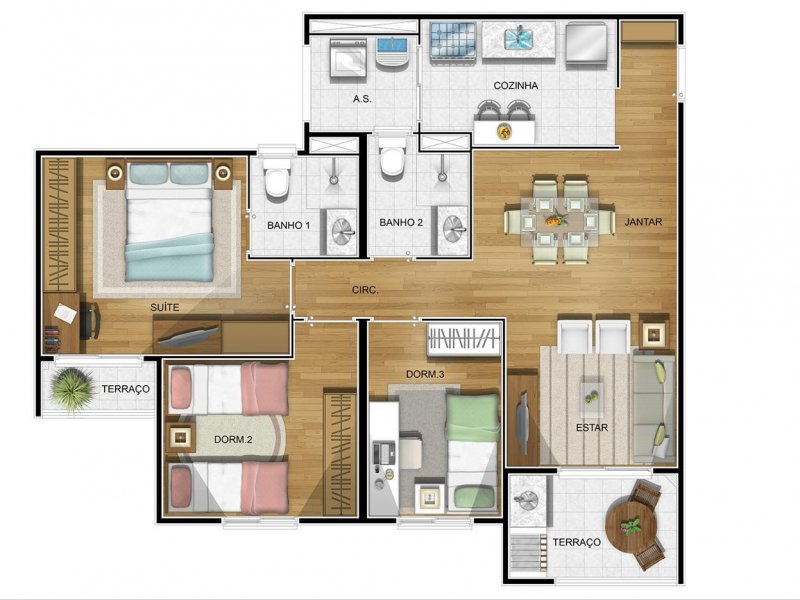 Apartamento à venda Picanço com 77m² e 3 quartos por R$ 469.000 - 1701928615-mapa-apto.jpeg