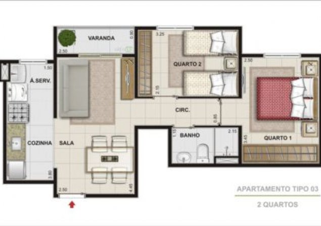imóvel com 57m²