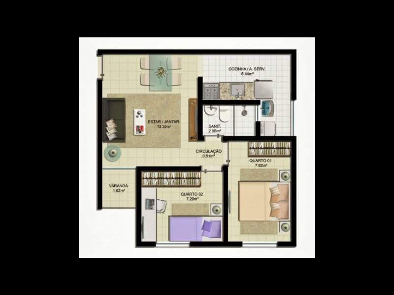 Apartamento à venda São Cristóvão com 48m² e 2 quartos por R$ 140.000 - 1297213940-fb-img-1523912515487.jpg