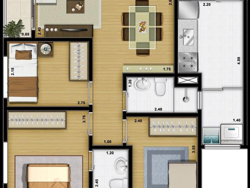 Apartamento à venda Jardim Graziela com 69m² e 3 quartos por R$ 380.000 - 894091385-planta.jpg