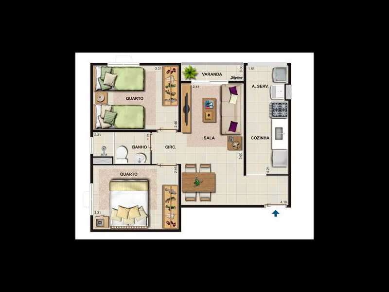 Apartamento à venda Rocha Miranda com 48m² e 2 quartos por R$ 240.000 - 1075821001-planta.jpg