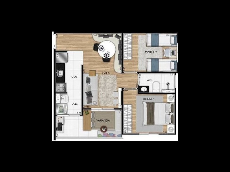 Apartamento à venda Jardim Roberto com 50m² e 2 quartos por R$ 249.000 - 1996494026-planta.jpg