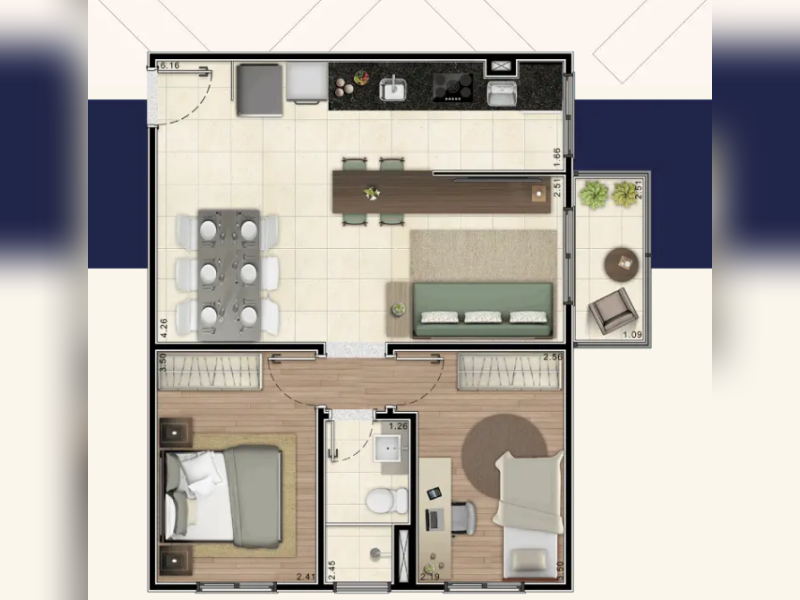 Apartamento à venda Jardim com 55m² e 2 quartos por R$ 420.000 - planta.png