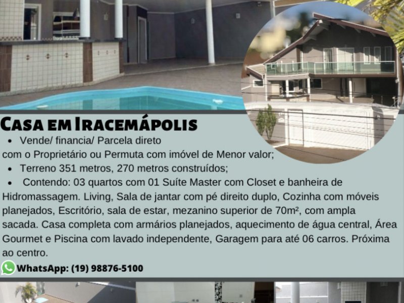 imóvel com 351m² - Parque Doutor Dimas Cera Ometto - Iracemápolis