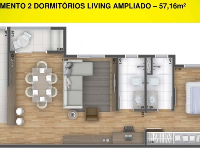 imóvel com 57m² - Campo Comprido - Curitiba