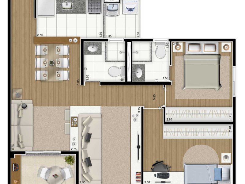 Apartamento à venda Vila Mangalot com 64m² e 2 quartos por R$ 379.000 - 1628449024-planta.jpg