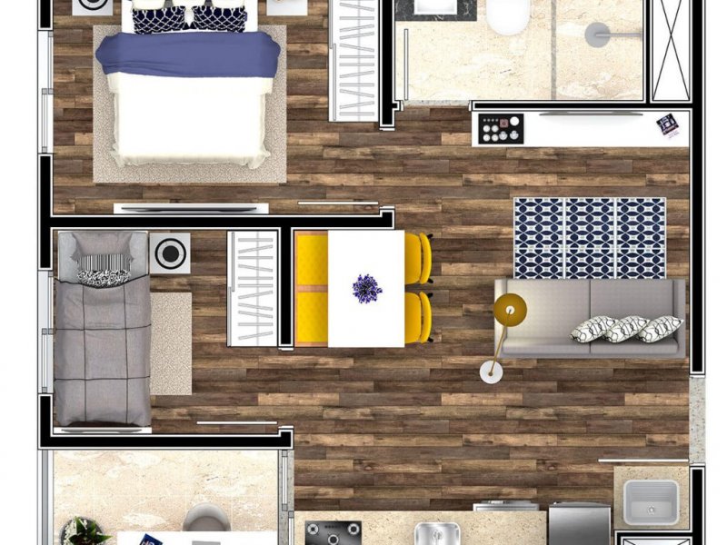 Apartamento à venda Cangaíba com 38m² e 2 quartos por R$ 49.990 - 187162355-planta-decorada.jpg