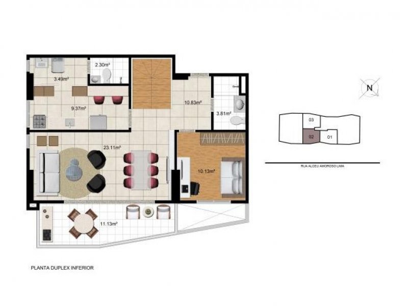Apartamento à venda Caminho das Árvores com 120m² e 3 quartos por R$ 850.000 - 1154220514-planta-duplex-andar-inferior.jpg