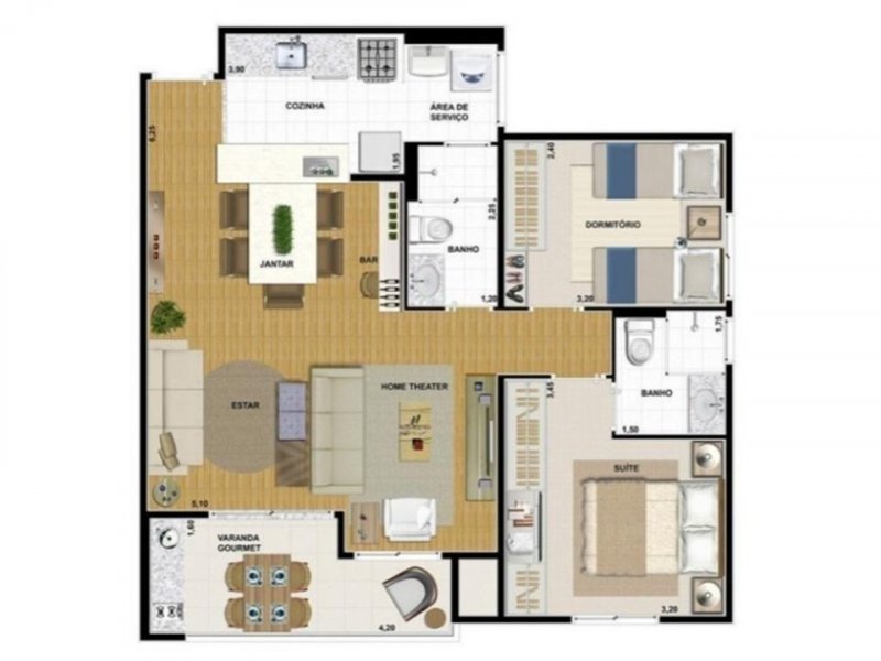 Apartamento à venda Vila Suzana com 70m² e 2 quartos por R$ 460.000 - 1256867797-planta.jpg