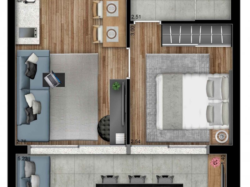 Apartamento à venda Pinheiros com 37m² e 1 quarto por R$ 680.000 - 1007572115-planta-baixa-1-dorm.jpg