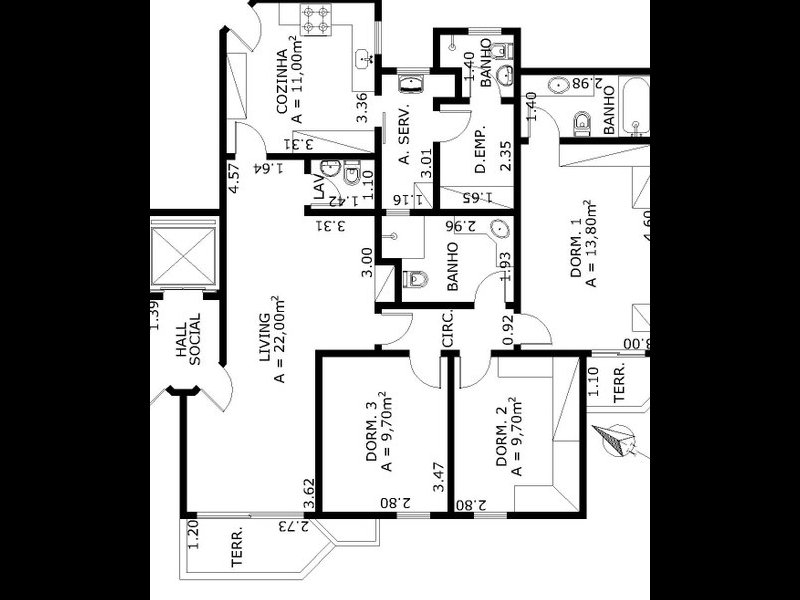 Apartamento à venda Alto de Pinheiros com 127m² e 3 quartos por R$ 1.249.000 - 1020236433-planta.jpg
