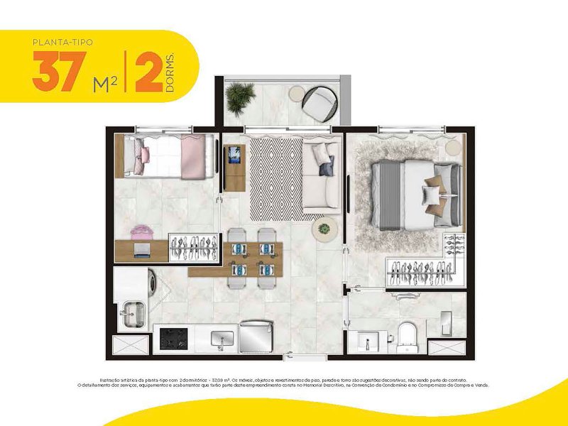 Apartamento à venda Lapa de Baixo com 38m² e 2 quartos por R$ 315.000 - 1579406362-vivabenx-lapa-04-planta-tipo-37m.jpg