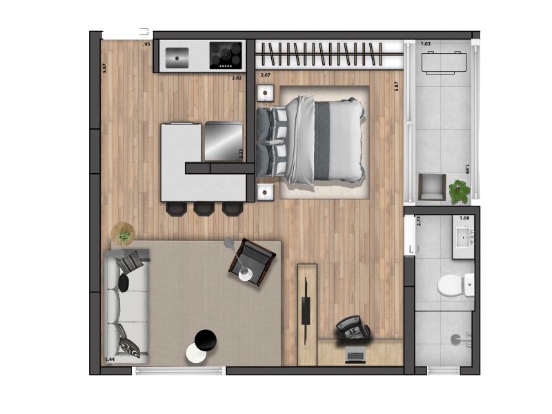Apartamento à venda Santana com 41m² e 1 quarto por R$ 419.000 - 1018813535-humanizada-unidade-final-07-alterada.png