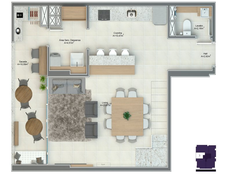 Apartamento à venda Areias com 116m² e 2 quartos por R$ 597.000 - 214016760-planta-andar-1.jpg