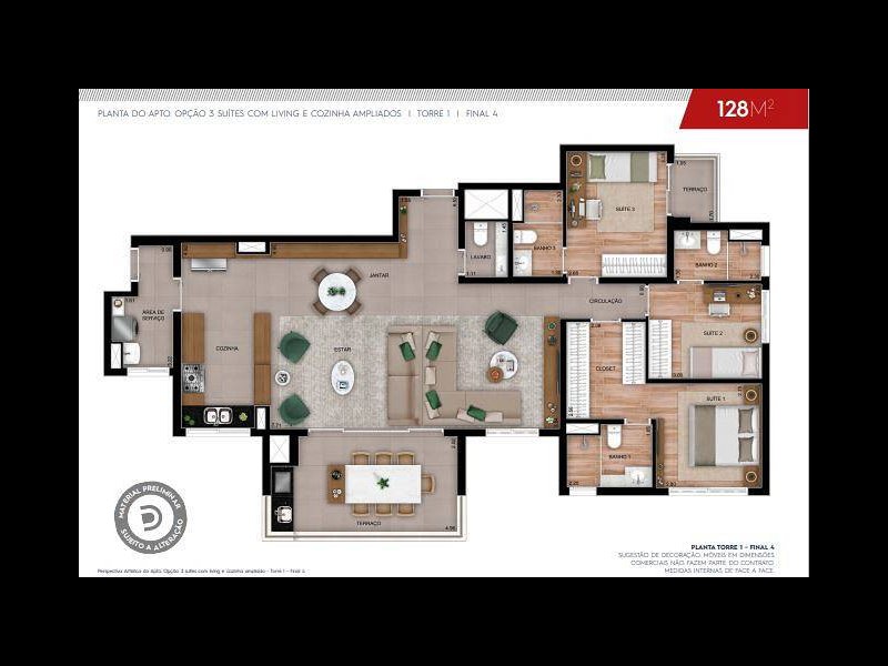 Apartamento à venda Vila Gilda com 128m² e 3 quartos por R$ 1.000.000 - 733628275-planta.jpg
