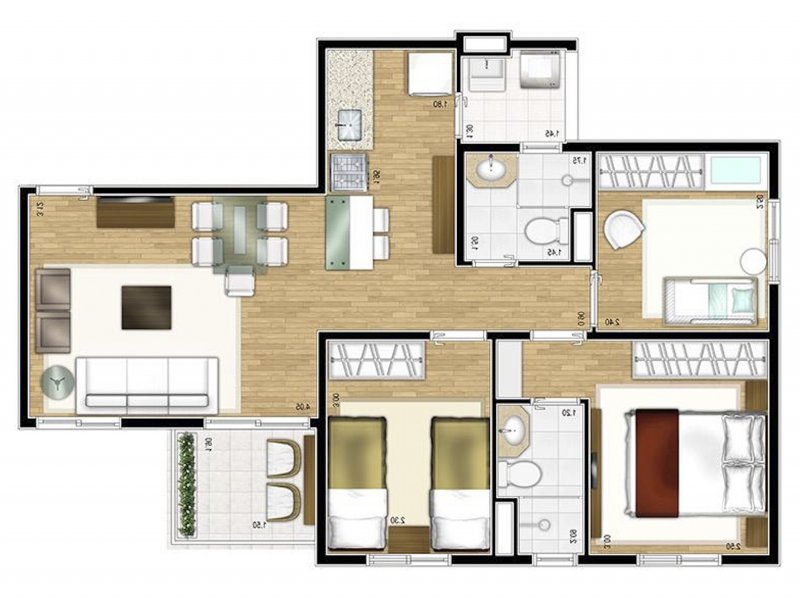 Apartamento à venda Vila Andrade com 63m² e 3 quartos por R$ 455.000 - 1302716971-planta-apto.jpg