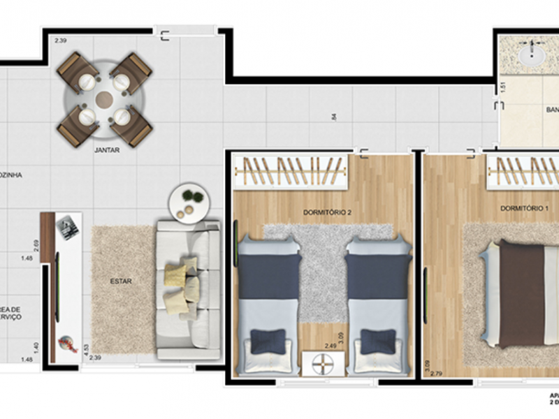 Apartamento à venda Belém com 44m² e 2 quartos por R$ 480.000 - 1221722009-planta-espelhada.PNG