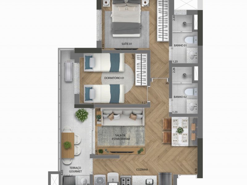 Apartamento à venda Centro com 59m² e 2 quartos por R$ 350.000 - 1284181436-conncet-planta-59.jpg