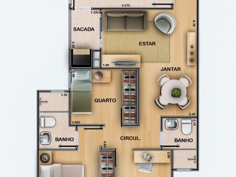 imóvel com 66m² - Novo Mundo - Curitiba