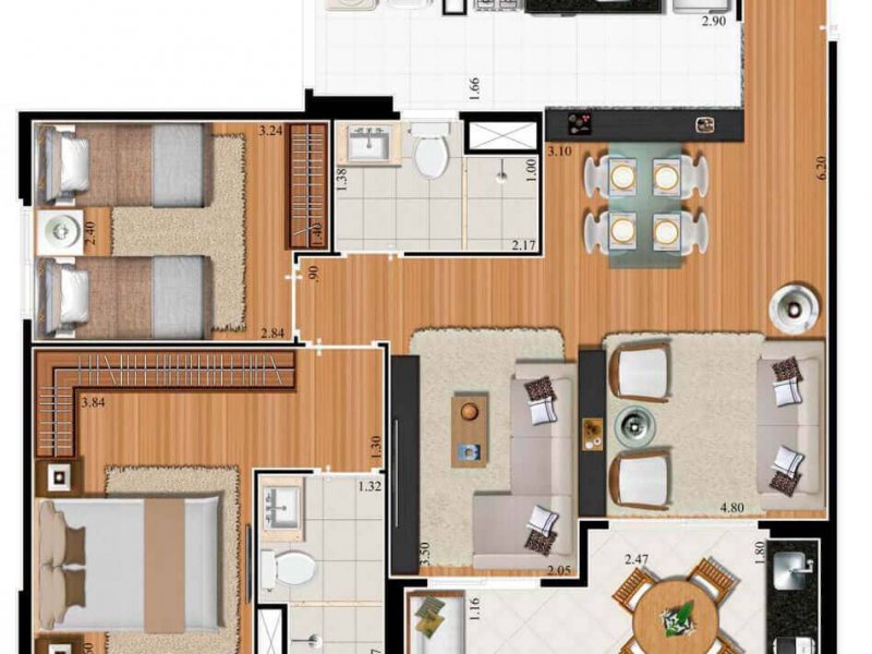Apartamento à venda Vila Andrade com 69m² e 2 quartos por R$ 555.000 - 550753289-marques-planta.jpg