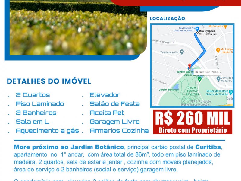 imóvel com 86m² - Cristo Rei - Curitiba