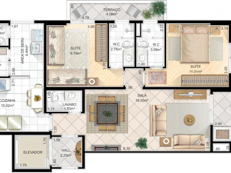 Apartamento à venda Gonzaga com 98m² e 2 quartos por R$ 965.000 - 1915598540-planta.jpeg