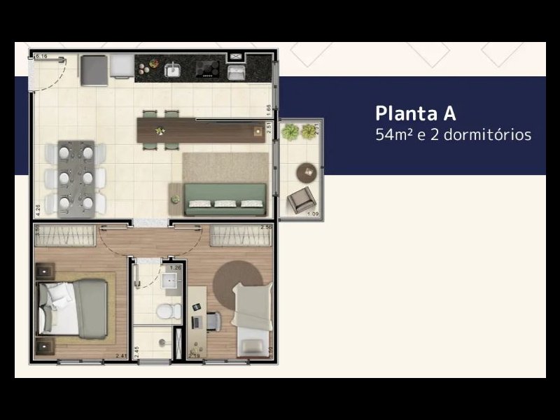 Apartamento à venda Jardim com 55m² e 2 quartos por R$ 440.000 - 1985806354-foto-planta.JPG