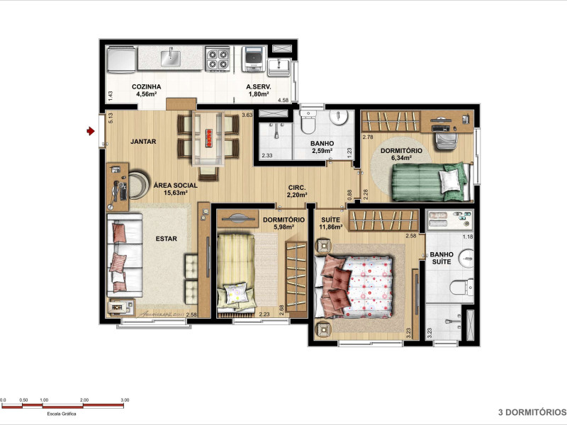 imóvel com 61m² - Pinheirinho - Curitiba