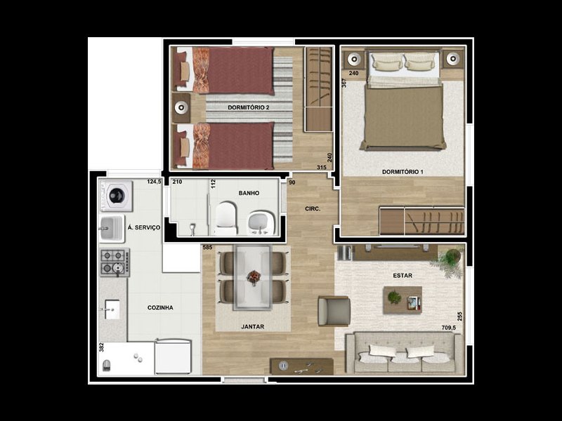 Apartamento à venda Ouro Verde com 45m² e 2 quartos por R$ 180.000 - 684121730-tipo-2.jpg