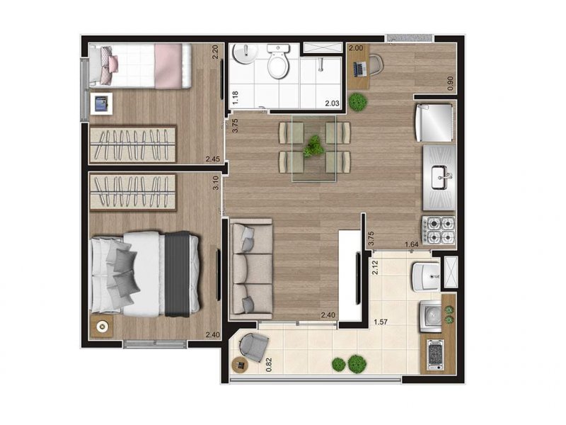 Apartamento à venda Mooca com 41m² e 2 quartos por R$ 399.999 - 1869983348-planta-1615694988316.jpeg