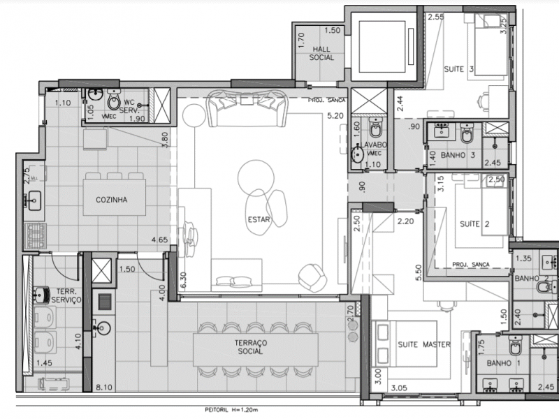 Apartamento à venda Vila Clementino com 158m² e 3 quartos por R$ 2.757.000 - 1857620722-planta.png