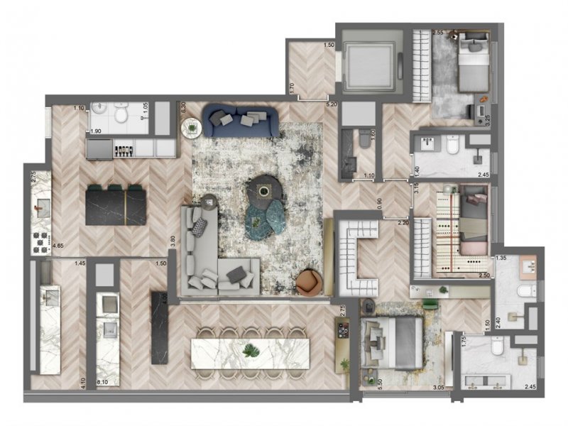 Apartamento à venda Vila Clementino com 158m² e 3 quartos por R$ 2.757.000 - 518038525-plantailustrada.jpg