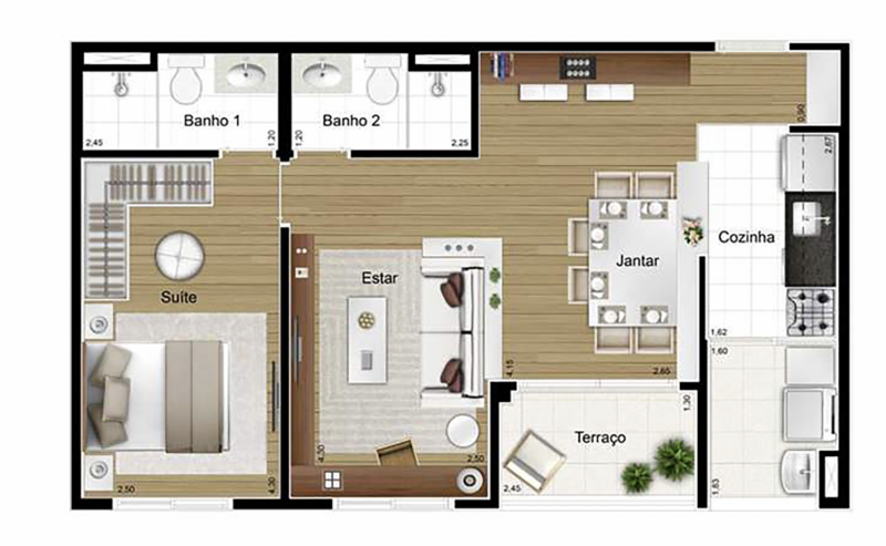 Apartamento à venda Vila Andrade com 56m² e 1 quarto por R$ 400.000 - 507072913-planta2.png