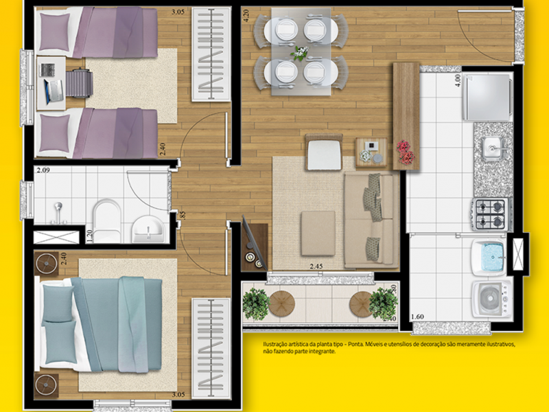 Apartamento à venda Jardim Marilu com 46m² e 2 quartos por R$ 260.000 - 1843017640-planta.png