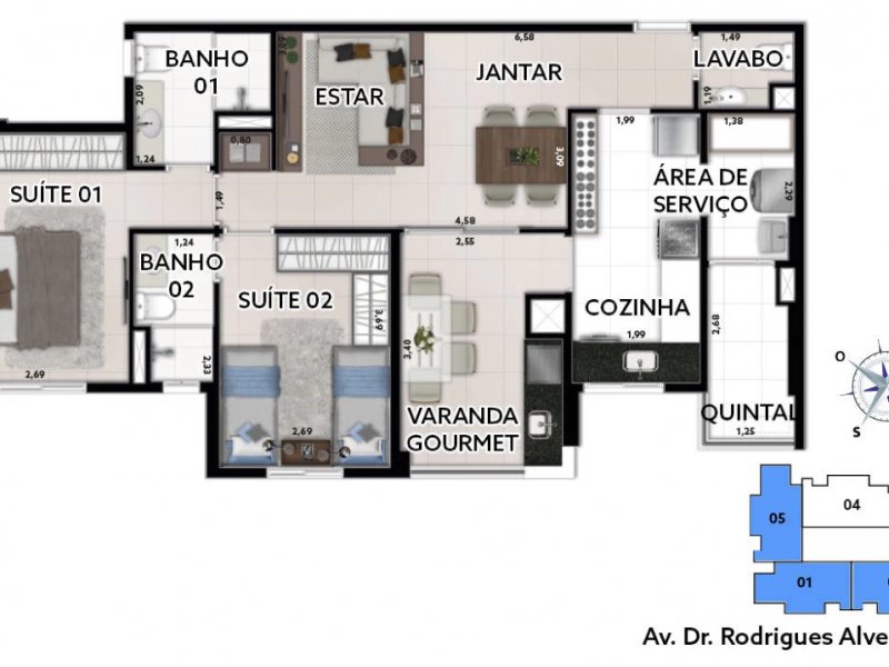 Apartamento à venda Fundação com 85m² e 2 quartos por R$ 790.000 - 1641213834-planta.jpg