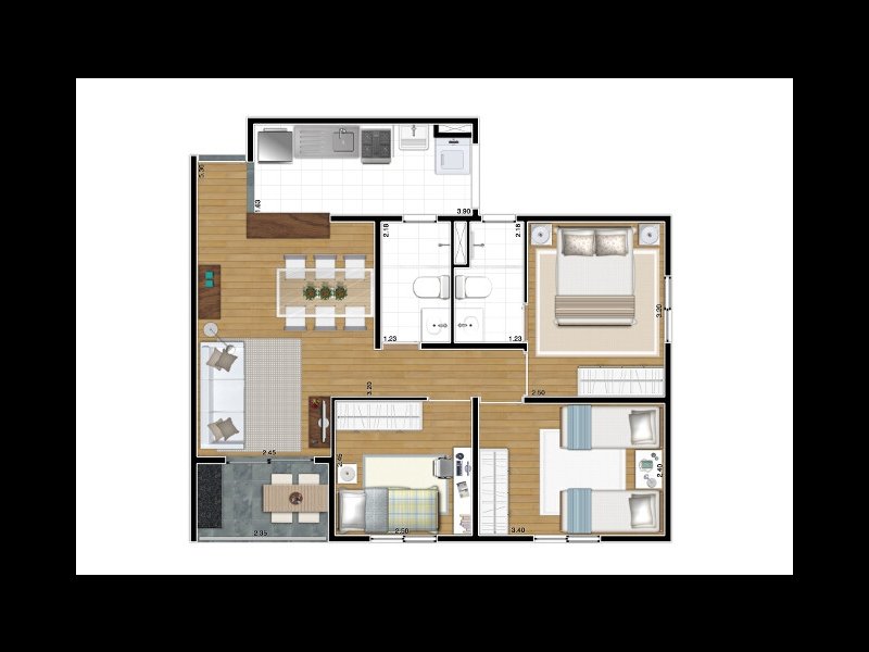 Apartamento à venda Bom Retiro com 63m² e 3 quartos por R$ 390.000 - 131415205-planta.jpg
