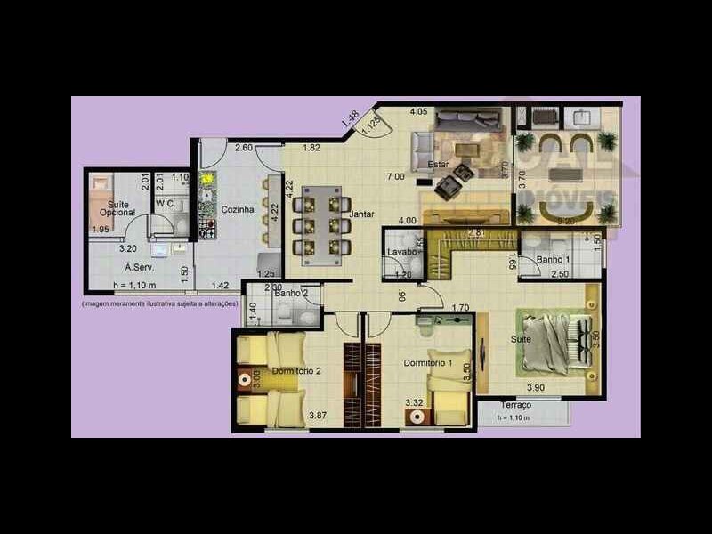 Apartamento à venda Chácaras Embu Colonial com 125m² e 3 quartos por R$ 160.000 - 218323617-foto-planta.jpg